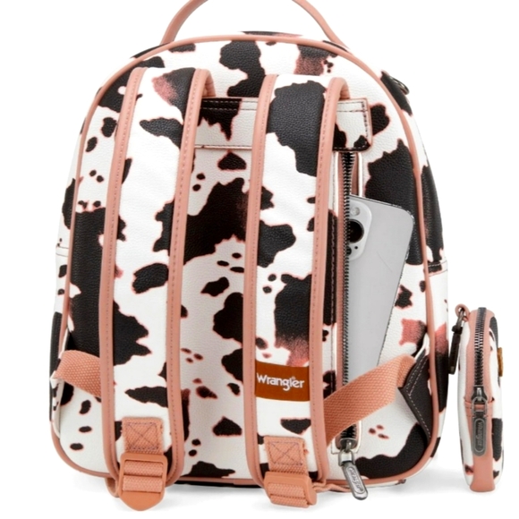 Wrangler Cow Print Backpack With Coin Pouch - Pink - Picture 6 of 7